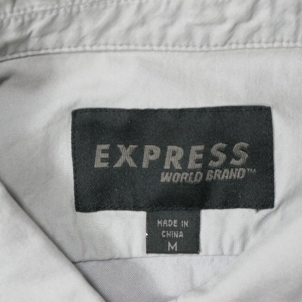 Express Gray Lightweight Button Front Cotton Jack… - image 6